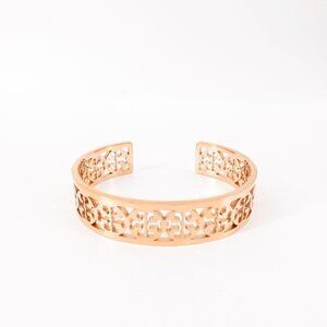 Tory Burch TB Gold Logo Cut out Cuff Bracelet Rose Gold OS